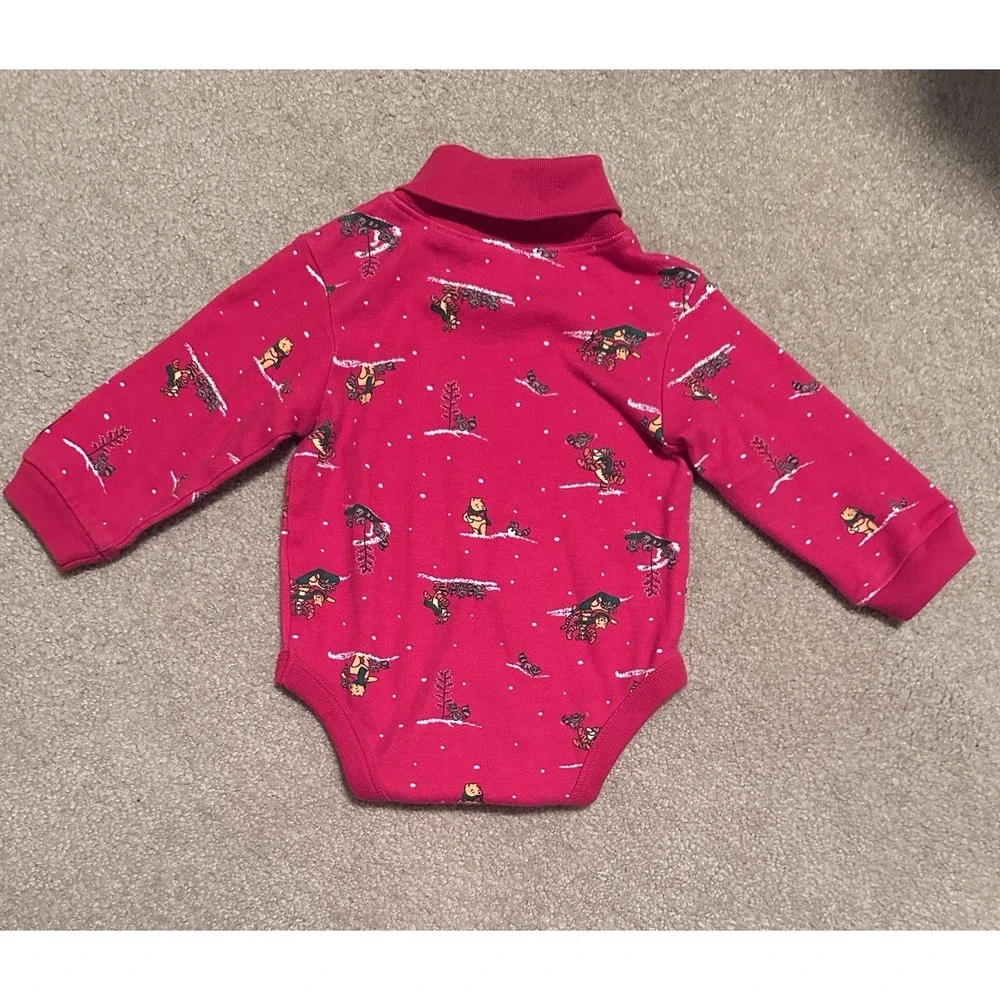 Vtg 90s Winnie The Pooh Long Sleeve Turtleneck Shirt Baby‎ 6 Mos Winter Sledding